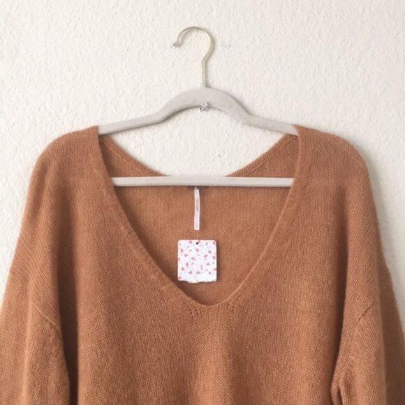 Free People Gossamer Vneck Sweater Terracotta Large - Picture 3 of 15
